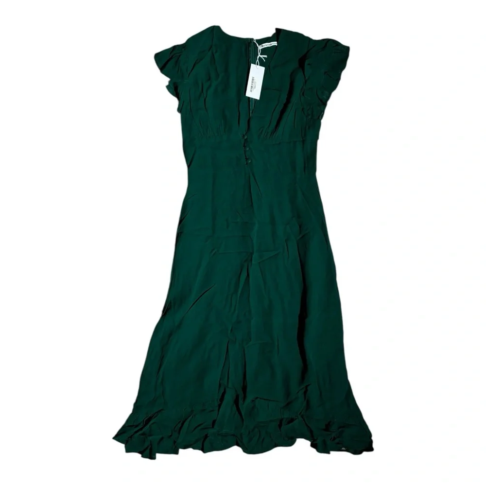Reformation Riegan Dress Emerald Green - Picture 4 of 6